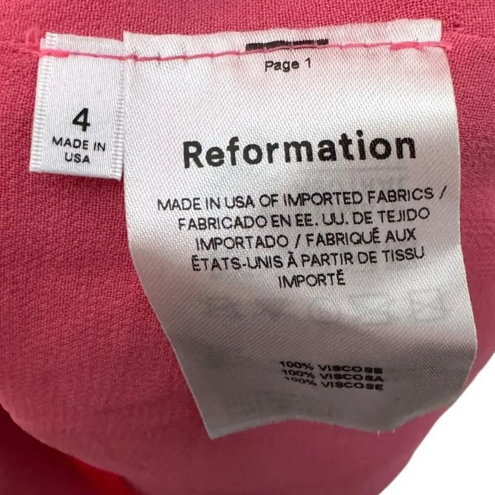 Reformation Annabell Dress Pink Tie Strap Size 4 NWT - Picture 10 of 13